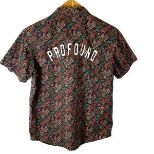 Profound Aesthetic Colorful Paisley Short Sleeve Button-Down Shirt Size M